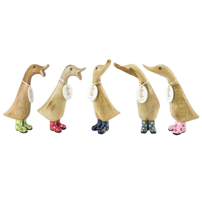 DCUK Natural Finish Duckling with Floral Welly Boots-1